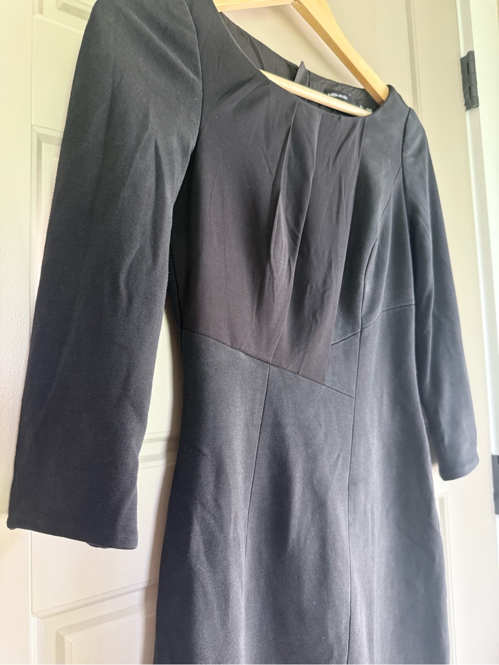 KAREN MILLEN basic black long sleeve career work office sheath lbd dress - Picture 3 of 8